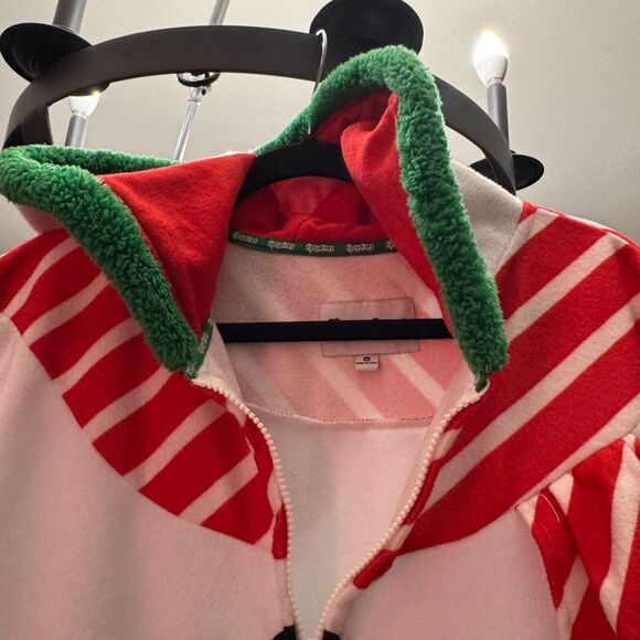 Snowman Onesie Pj's Medium Christmas Holiday Hooded Costume Fleece - Picture 7 of 12